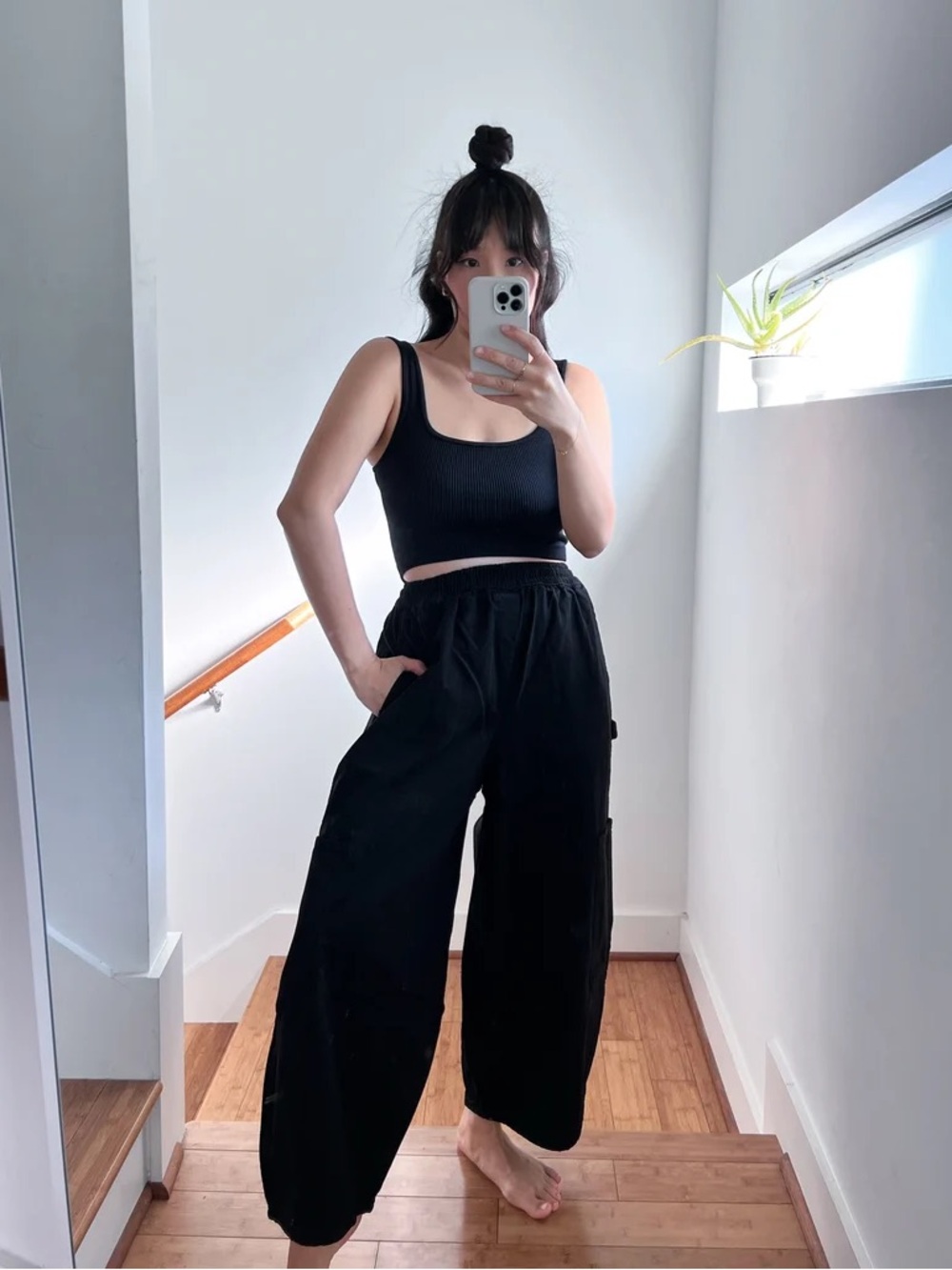 Meals Chef Baggy Wide Leg Cotton Canvas Pant Black Large